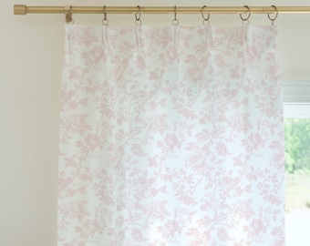 Pink Toile Curtains: Granny Chic Floral Bow Nursery Decor