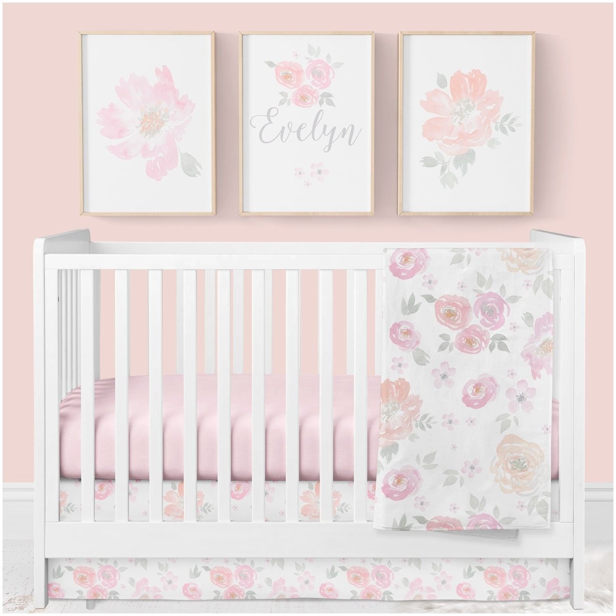 peach cot bedding