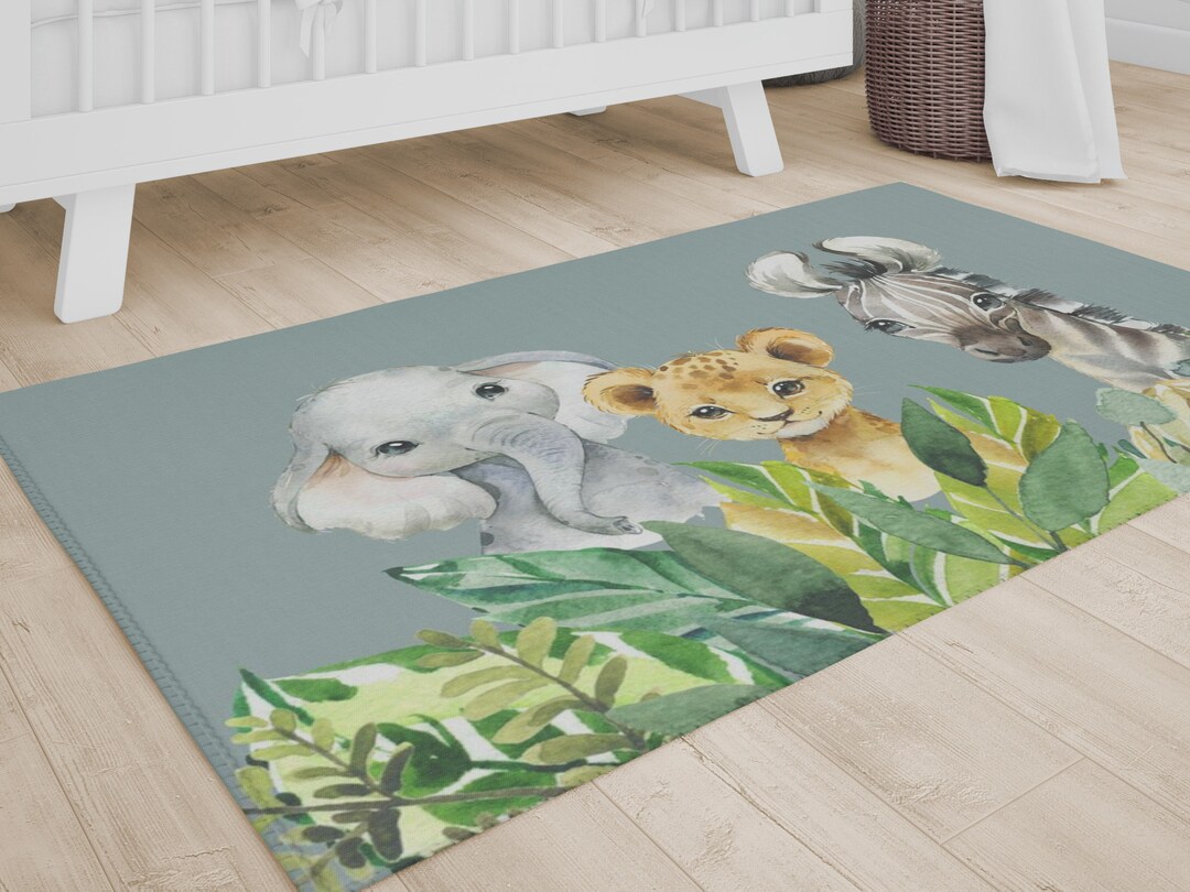 Jungle Nursery Rug, Baby Boy Nursery Decor, Safari Boy Nursery, Baby