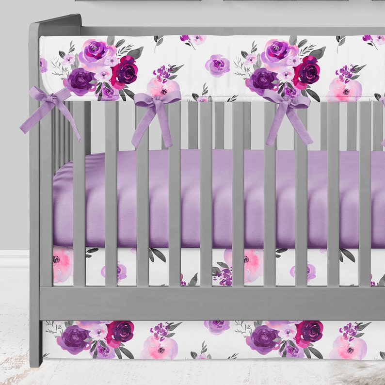 Baby Girl Crib Bedding Set Purple Floral Lavender Baby Etsy