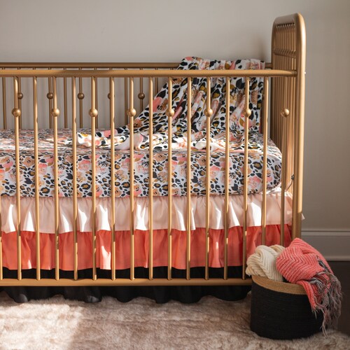 Baby Girl Crib Bedding Set Leopard Girl Nursery Floral Baby Etsy