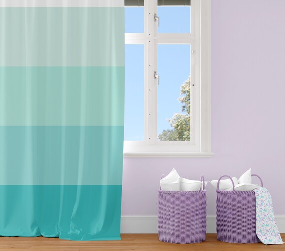 Ombre Curtains Mermaid Nursery Girls Room Curtains Teal Aqua Turquoise Girls Room Decor Girl Nursery Window Coverings Drapes