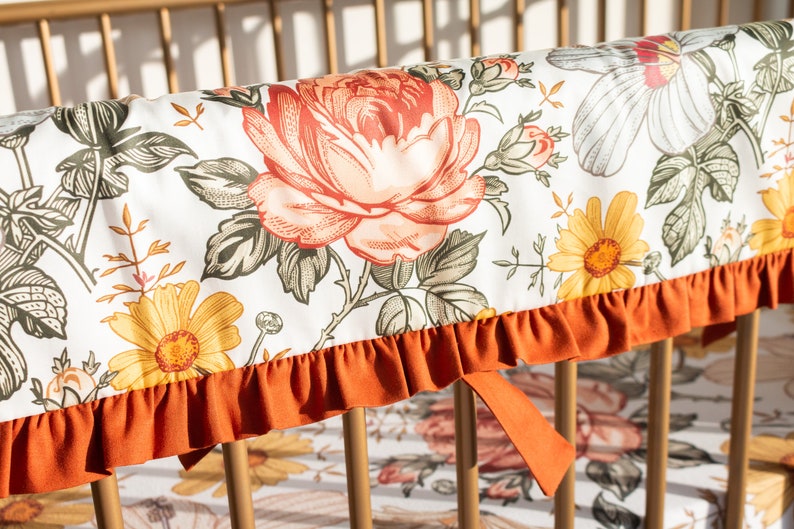 Vintage Floral Girl Baby Bedding Baby Girl Nursery Rust Etsy