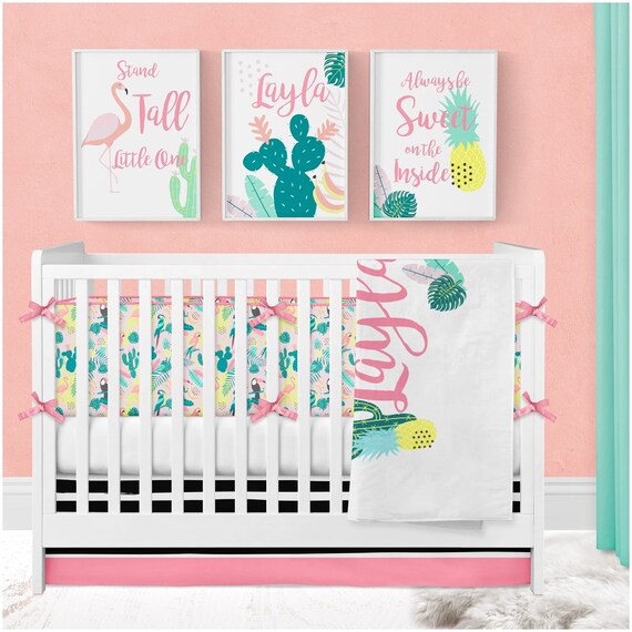 flamingo baby crib bedding