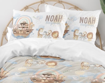Noah's Ark Bedding Set: Watercolor Jungle Animals Comforter or Duvet