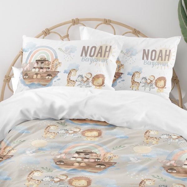Noah's Ark Bedding Set: Watercolor Jungle Animals Comforter or Duvet