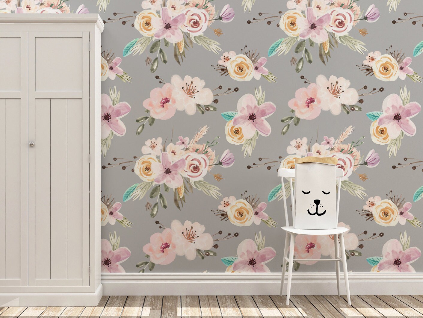 Boho Floral Wallpaper Peel and Stick Wallpaper Removable Etsy