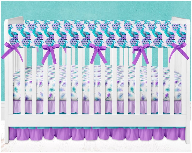 Girl Crib Bedding Peacock Purple and Teal Magenta Lilac Etsy