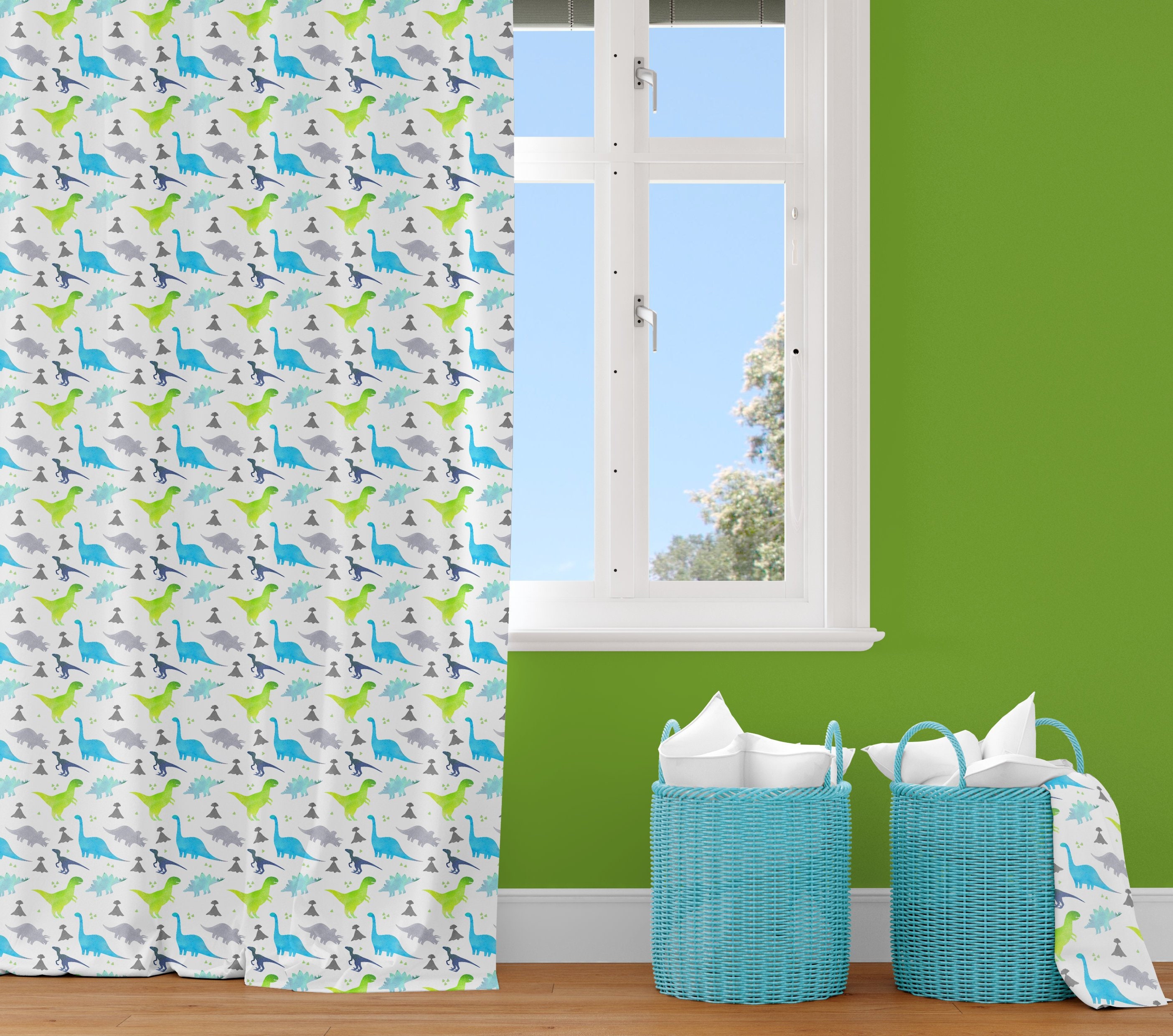 Dinosaur Curtains Boys Room Decor Dino Nursery Boys Room Etsy
