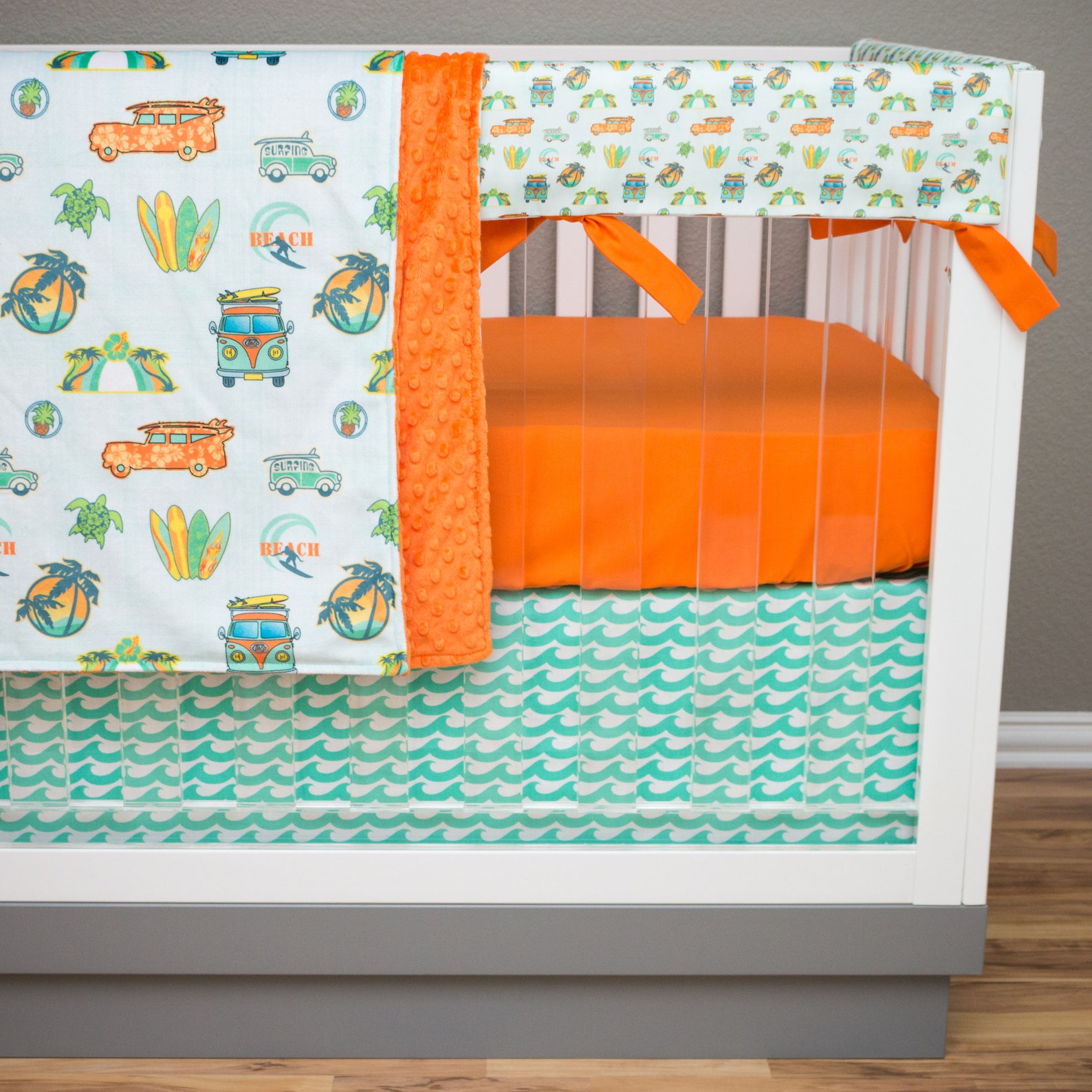 Boy Crib Bedding Surfer Baby Nursery Set Hawaii Palm Tree Etsy