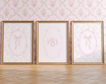 Nursery Art Trio | Fancy Pink Toile