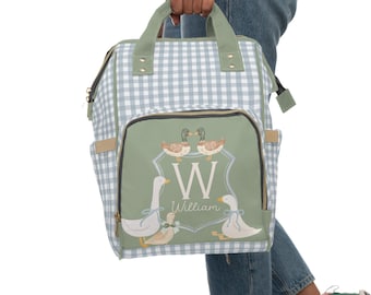 Personalized Cottage Baby Diaper Backpack: Storybook Nursery Decor