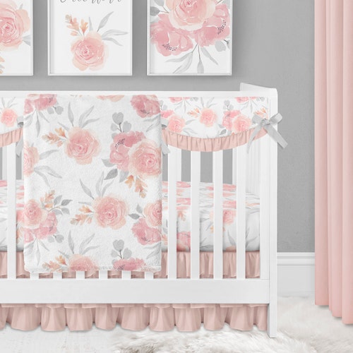 Baby Girl Crib Bedding Set Woodland Nursery Floral Deer Etsy