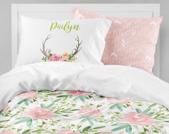 Floral Toddler Bedding Twin Bedding Comforter Dorm Bedding Duvet Cover Pillowcase Set Teen Bedroom Watercolor Floral Twin XL Pink Etsy