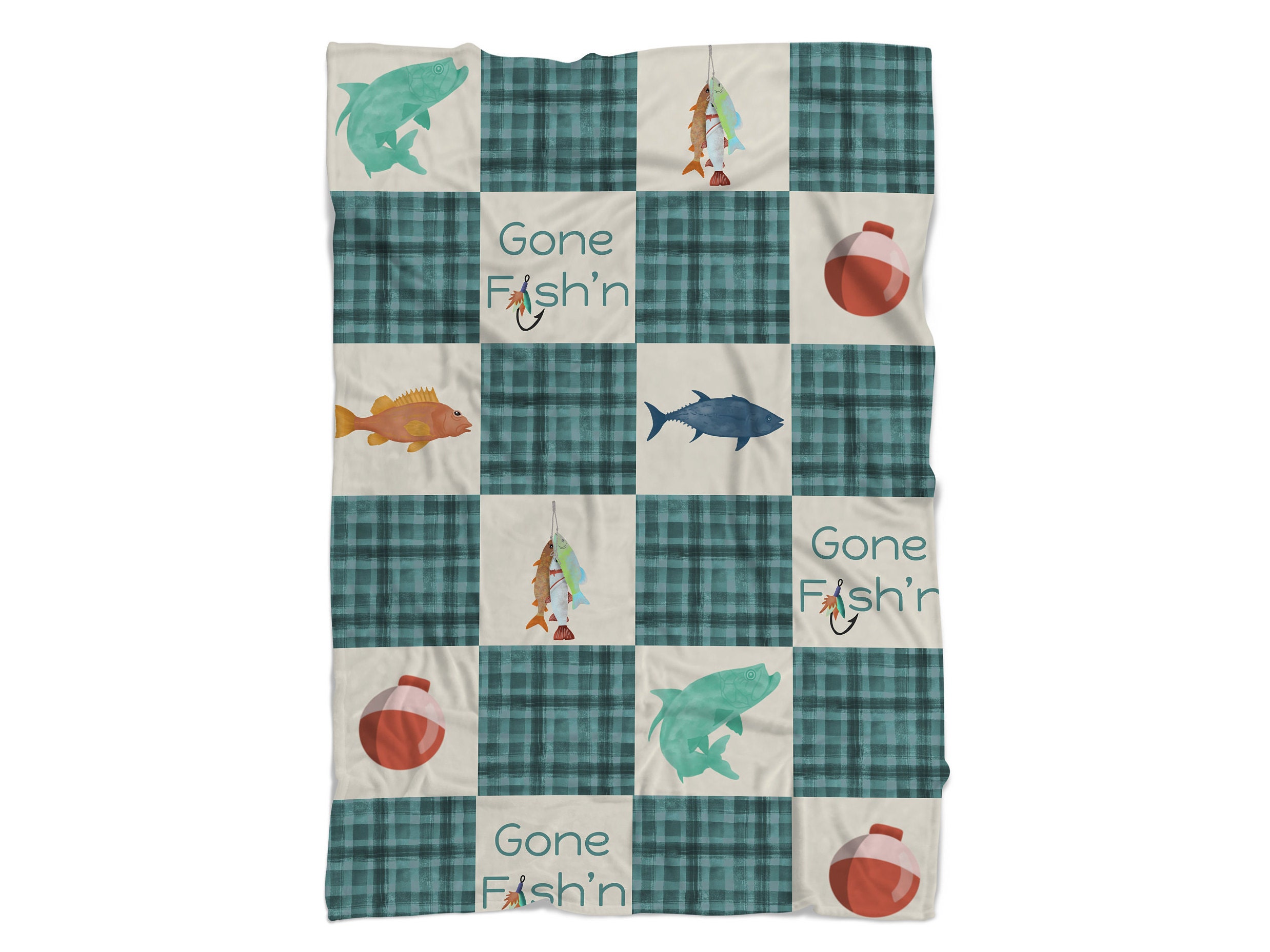 Boy Crib Bedding Fishing Baby Nursery Gone Fishing Plaid Etsy
