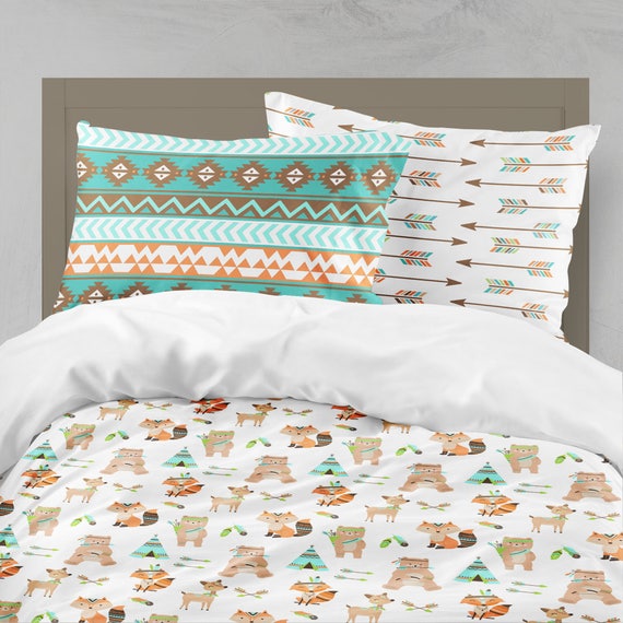 Twin Bedding Boy Fox Bear Teepee Toddler Bedding Boy Twin Etsy