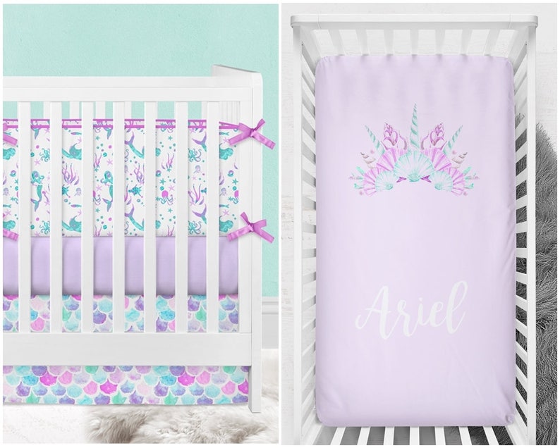 Baby Girl Nursery Decor Mermaid Crib Bedding Shower Image 0