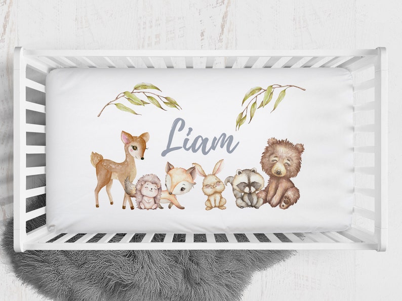 Woodland Nursery Set Crib Bedding Boy Forest Animals Deer Etsy