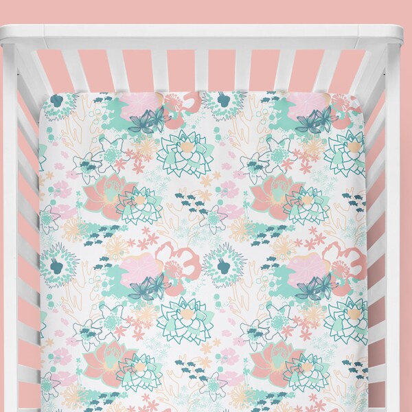Coral Crib Sheet Etsy