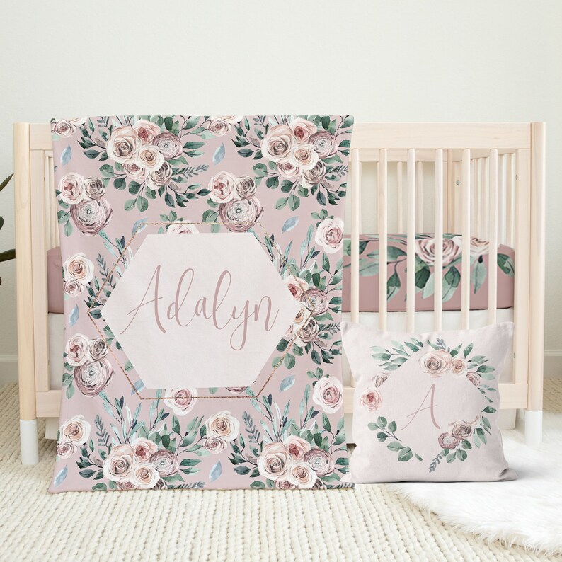 Floral Baby Girl Crib Bedding Set Boho Nursery Mauve Dusty Etsy