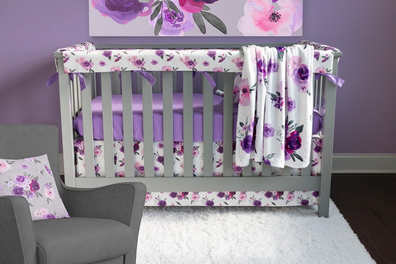 Baby Girl Crib Bedding Floral Crib Bedding Watercolor Etsy