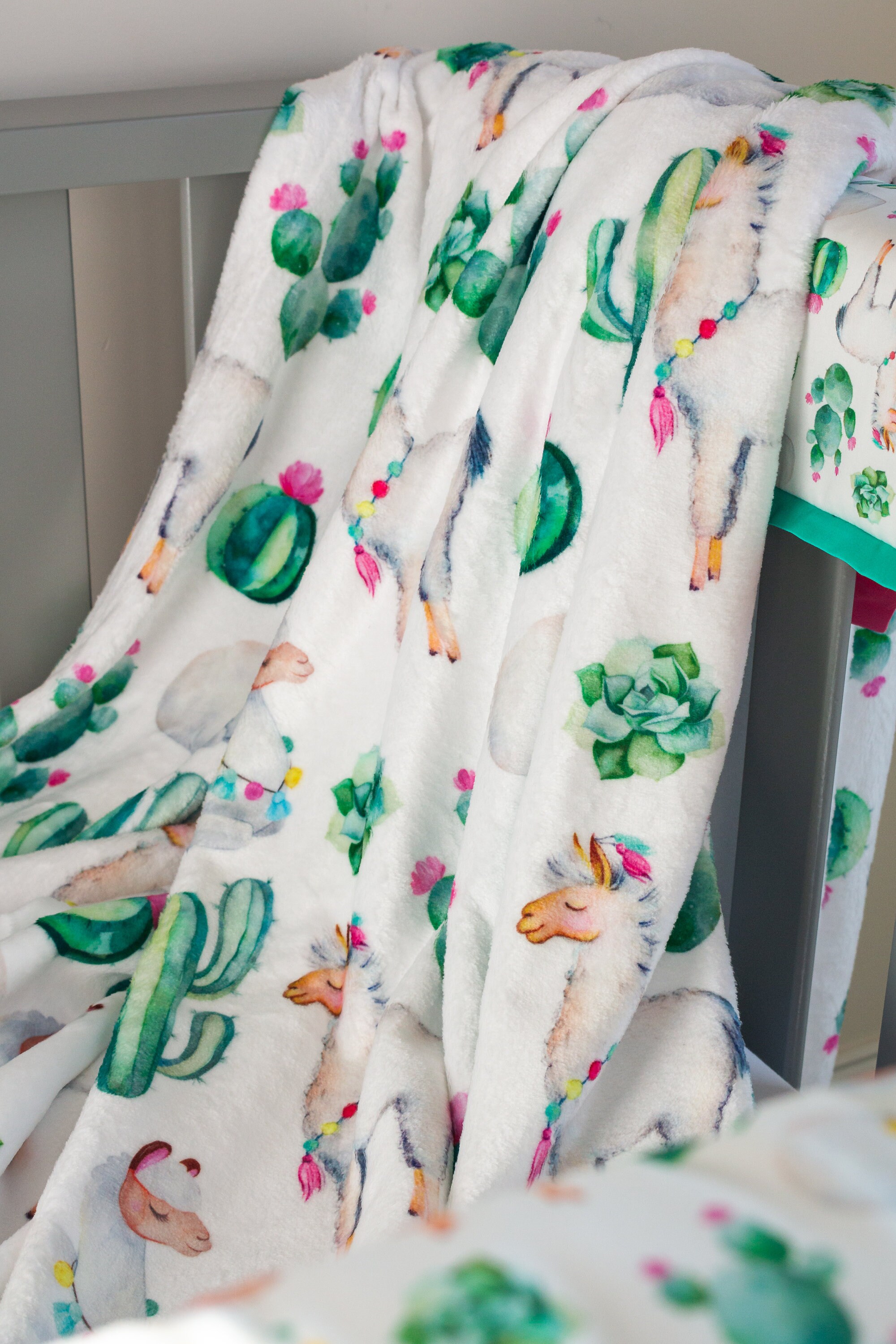 Llama Crib Bedding Girl Baby Bedding Set Cactus Pink and Etsy