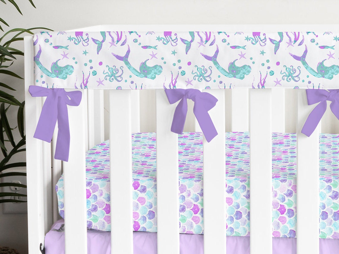 Mermaid Crib Bedding Baby Girl Nursery Set Purple and Teal Etsy