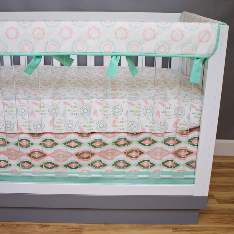 Tribal Girl Crib Bedding Aztec Mint C Image 0