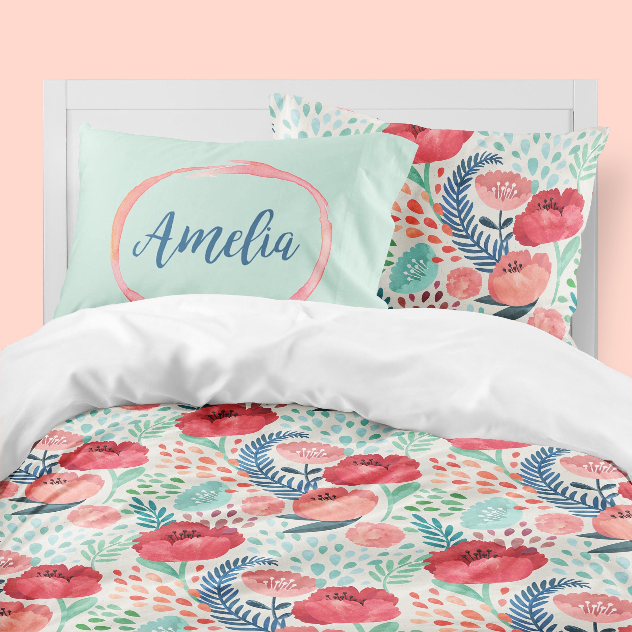 Floral Girls Room Girls Bedding Twin Duvet Covers Toddler Etsy