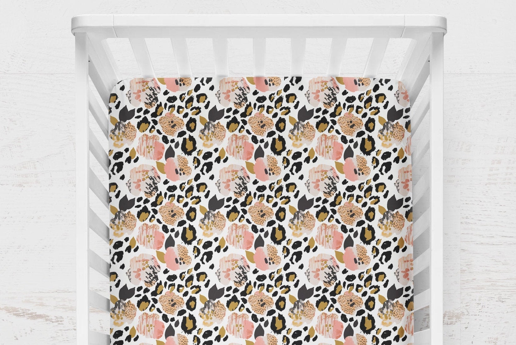 Leopard Crib Bedding Baby Girl Nursery Floral Baby Bedding Etsy