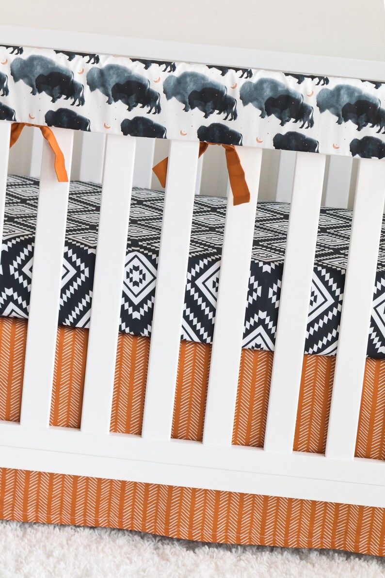 Boy Crib Bedding Rust Mustard Buffalo Baby Boy Nursery Etsy