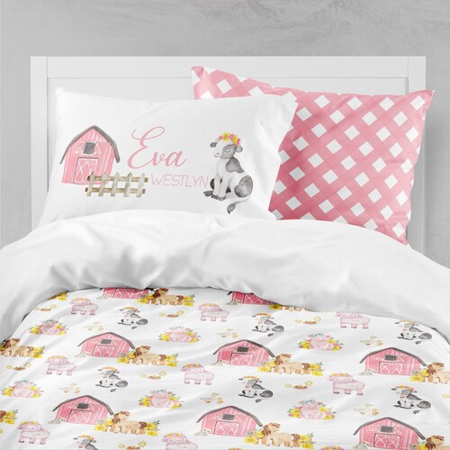Girl Farm Bedding Girl Room Toddler Bedding Set Barn Cow Etsy