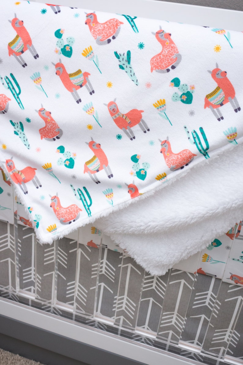Crib Bedding Sets for Boys Llama Crib Bedding Orange Teal Etsy