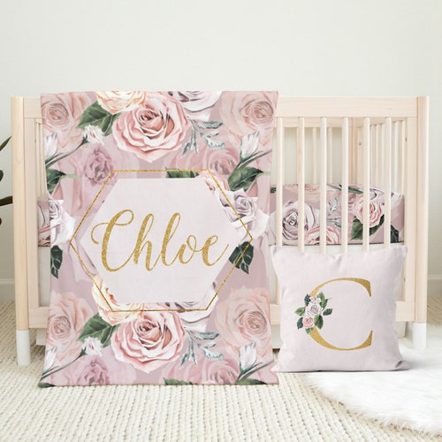 Custom Baby Girl Crib Sheet Personalized Crib Sheet Floral Etsy