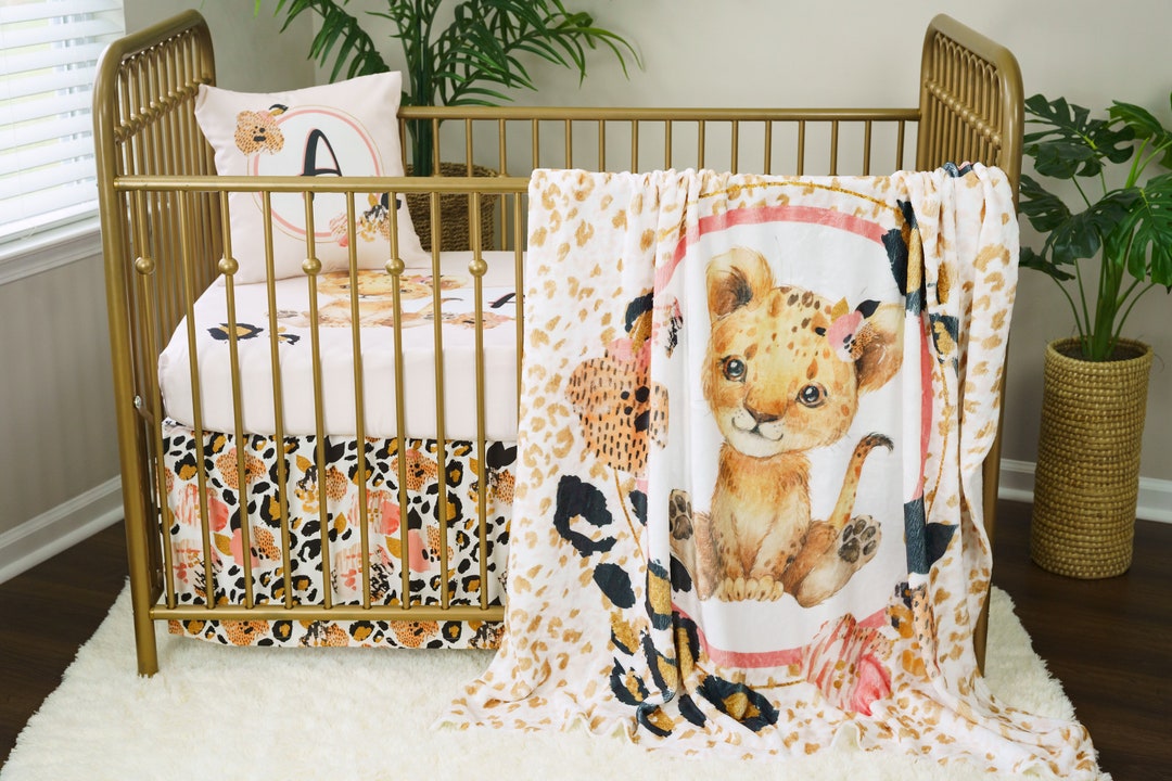 Leopard Crib Bedding Set Baby Girl Nursery Floral Baby Etsy
