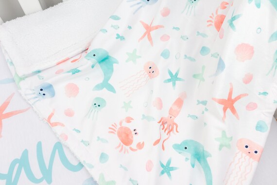 Baby Blanket Crib Bedding Baby Boy Ocean Nursery Underwater Etsy