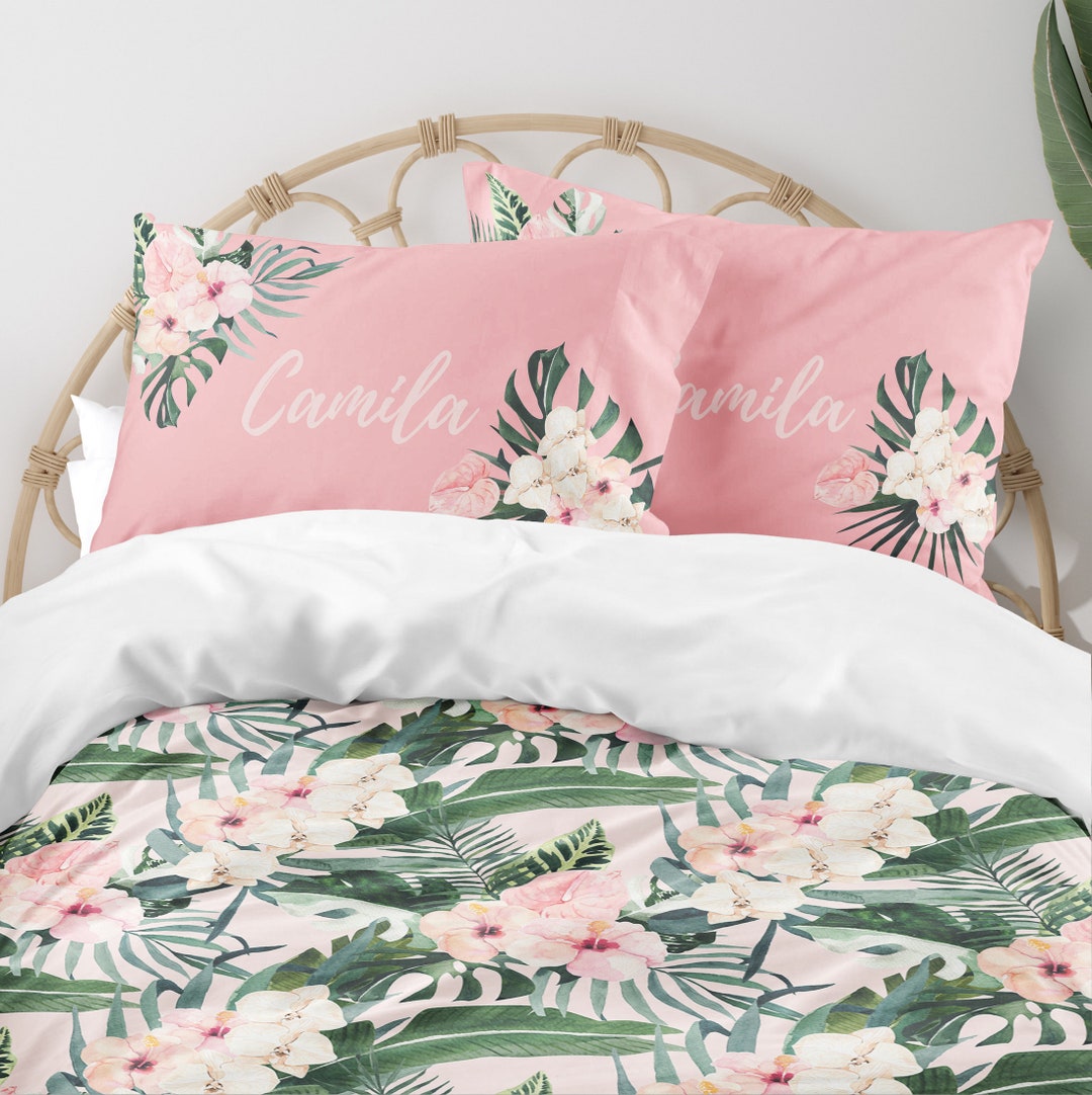 Tropical Floral Bedding Set, Floral Bedroom, Tropical Girl Bedding
