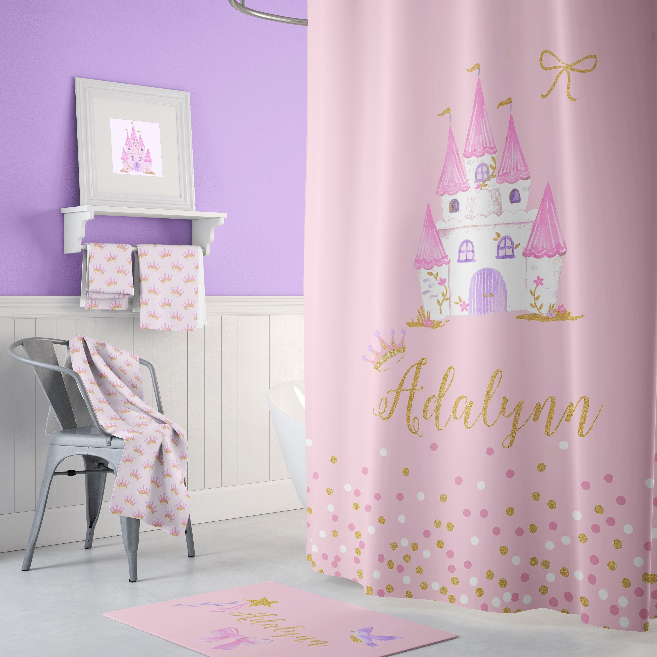 Princess Shower Curtain Personalized Shower Curtain Kids