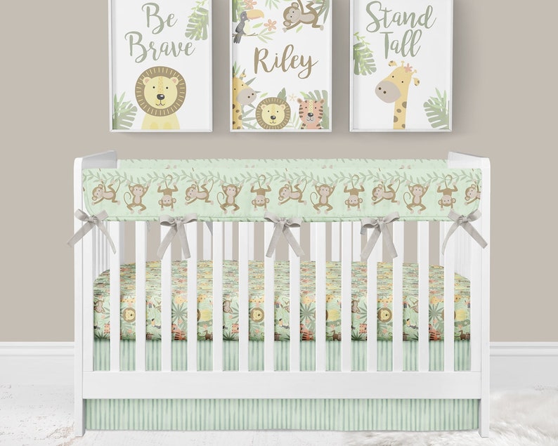 Jungle Crib Bedding Baby Boy Nursery Monkey Bedding Lion Etsy