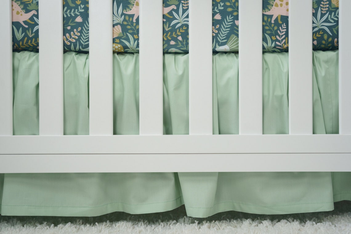 Girl Dinosaur Crib Bedding Set Pink and Mint Green Girl Etsy