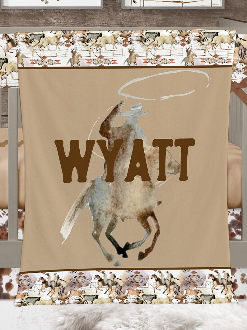 Baby Boy Western Crib Bedding Set Cowboy Nursery Decor Wild Etsy