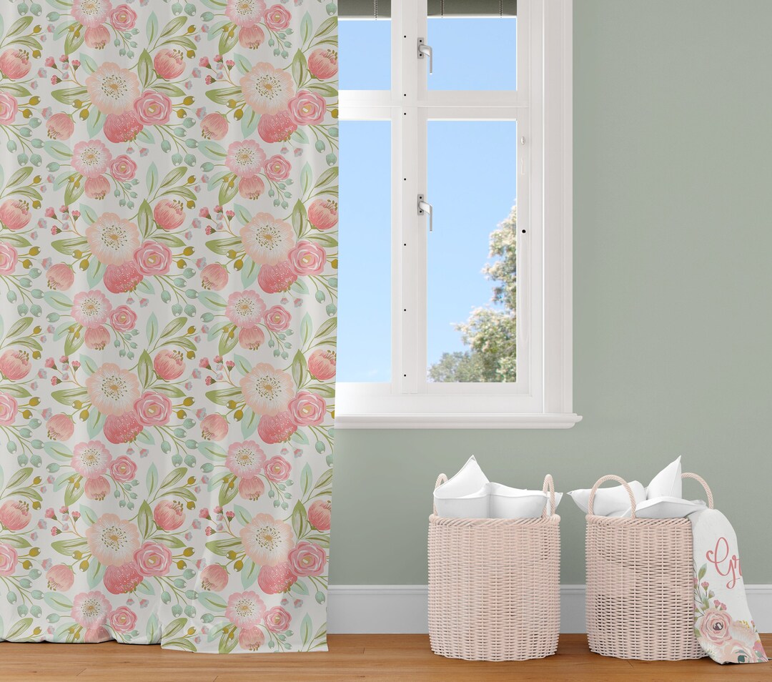 Vintage Floral Curtain Panels Baby Girl Nursery Nursery Etsy