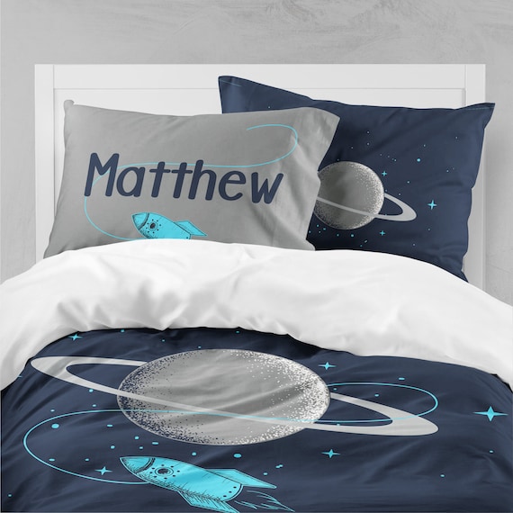 Outer Space Boys Room Bedding Set Twin Full Queen Saturn Etsy