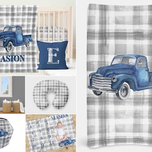 Blue plaid top crib sheet