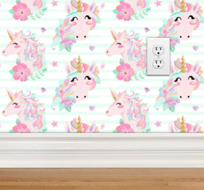 Removable Wallpaper Unicorn Girls Room Nursery Etsy