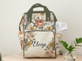 Personalized Floral Diaper Backpack: Vintage Baby Girl Nursery Decor