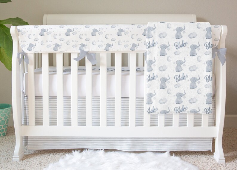 Elephant Crib Bedding Baby Boy Neutral Baby Bedding Gray Etsy