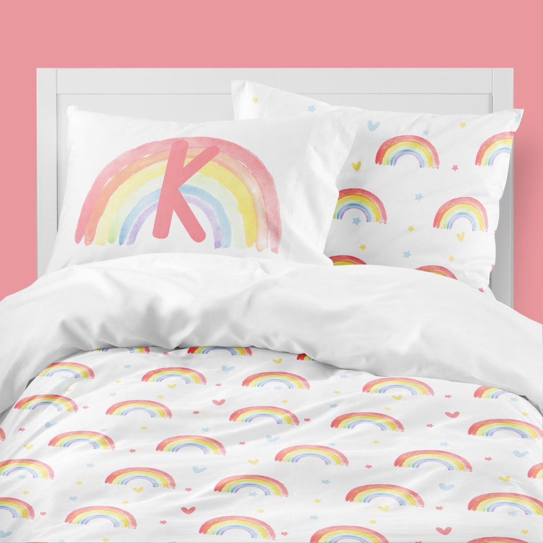Rainbow Bedding Girls Room Bedding Set Shared Room Toddler Etsy