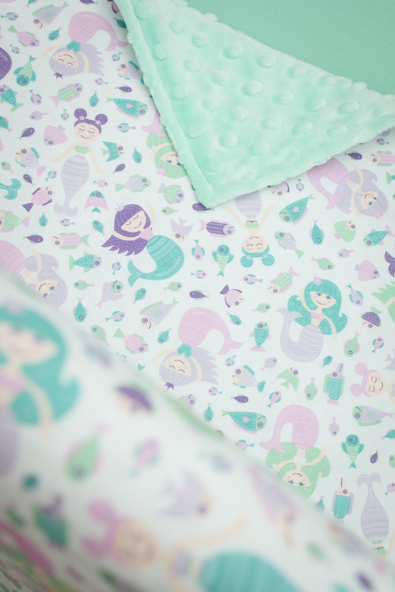 Crib Bedding Mermaid Cribset Purple Mint Cribset Purple Etsy
