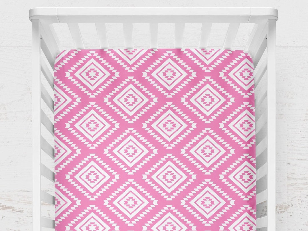 Girl Crib Sheet Pink Baby Nursery Tribal Nursery Decor Etsy